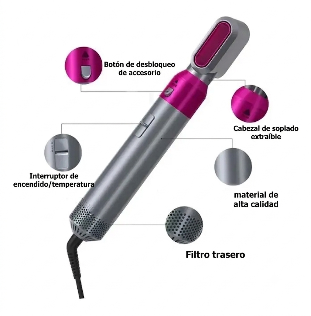 Cepillo Secador y Moldeador 5 en 1 Hot Air Styler – Alisador, Rizador y Voluminizador